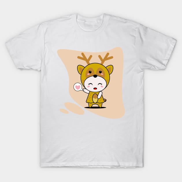 Cute Deer Character T-Shirt by NayaRara